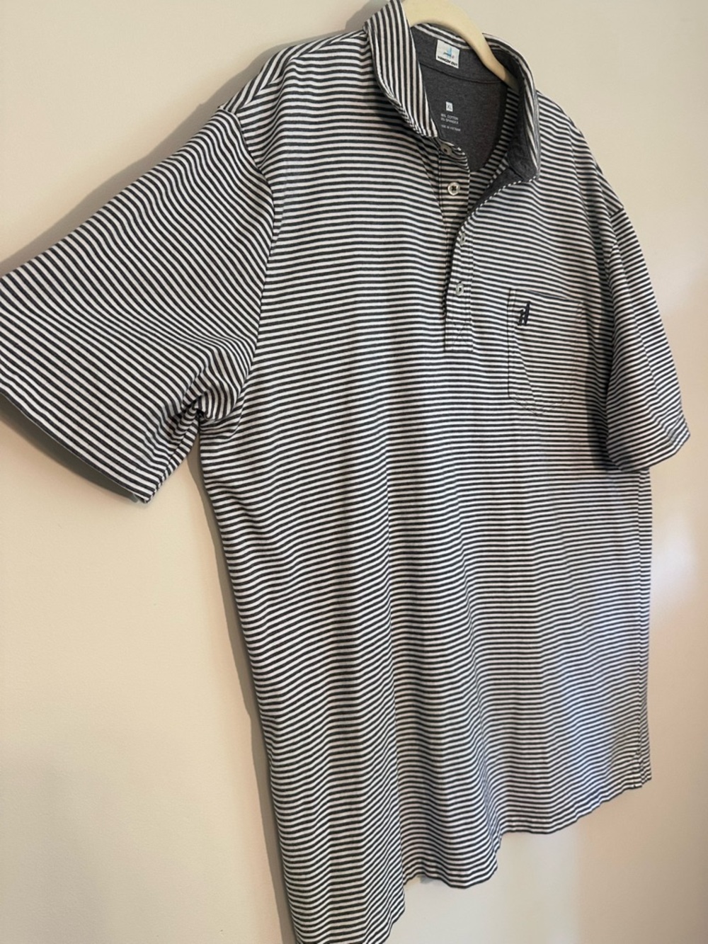 JOHNNIE-O Hangin’ Out Cotton Polo Shirt Gunmetal Striped Golf Stretchy Size XL